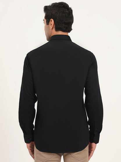 Black Solid Slim Fit Casual Shirt | JadeBlue