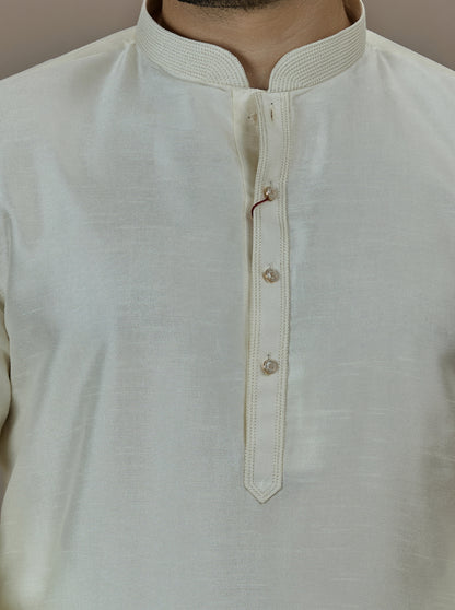 Cream Solid Kurta Pajama | Virasana