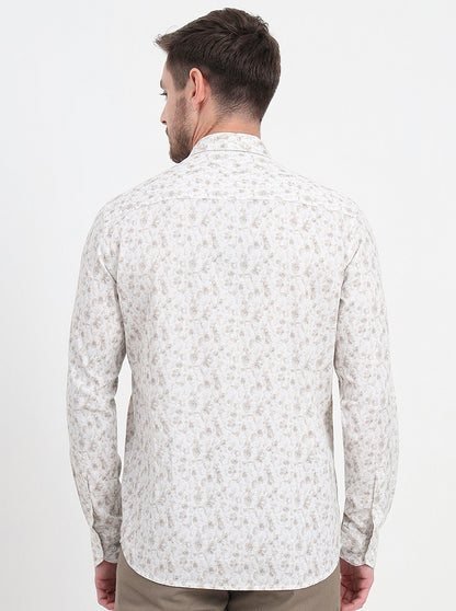 Beige Printed Slim Fit Semi Casual Shirt | JadeBlue