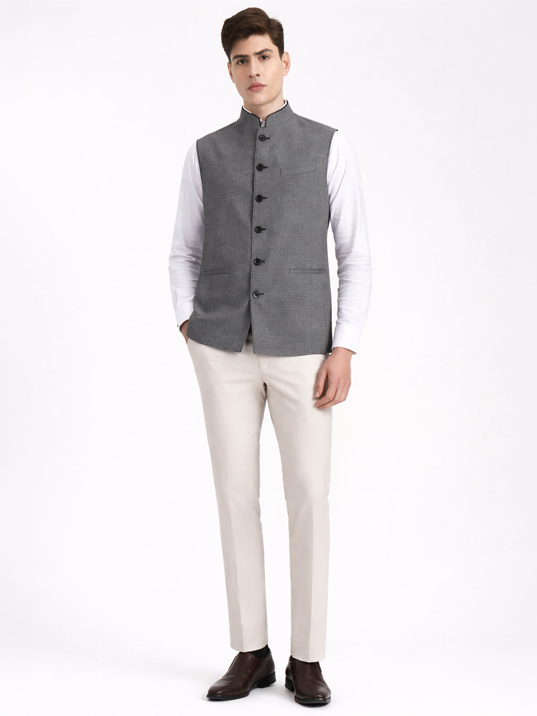 Grey & Black Solid  Modi Jacket | JadeBlue