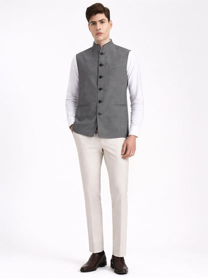 Grey & Black Solid  Modi Jacket | JadeBlue