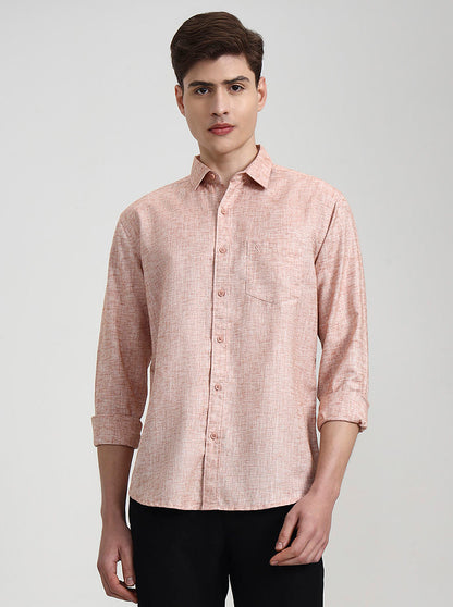 Orange Solid Slim Fit Casual Shirt | Greenfibre