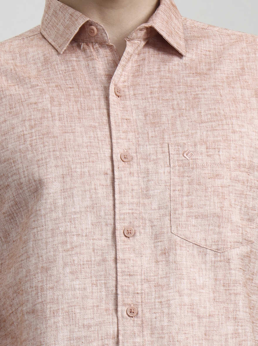 Orange Solid Slim Fit Casual Shirt | Greenfibre
