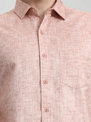 Orange Solid Slim Fit Casual Shirt | Greenfibre