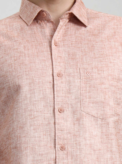 Orange Solid Slim Fit Casual Shirt | Greenfibre