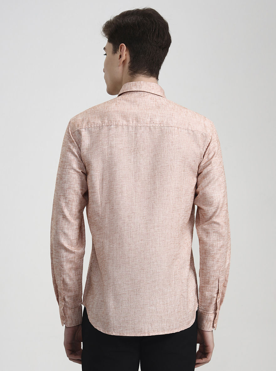 Orange Solid Slim Fit Casual Shirt | Greenfibre