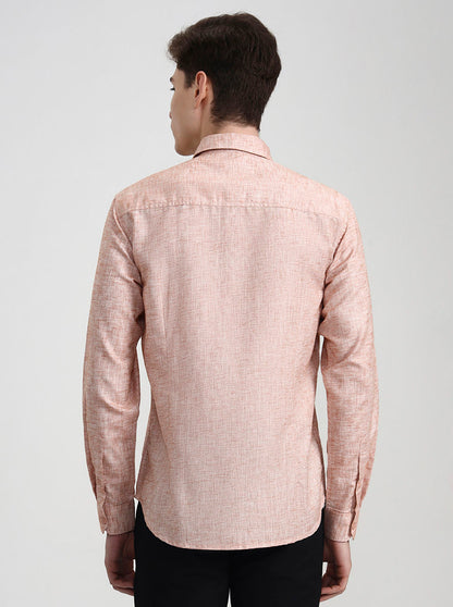 Orange Solid Slim Fit Casual Shirt | Greenfibre