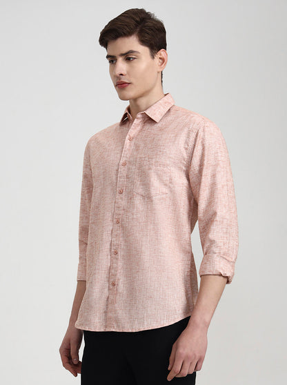 Orange Solid Slim Fit Casual Shirt | Greenfibre