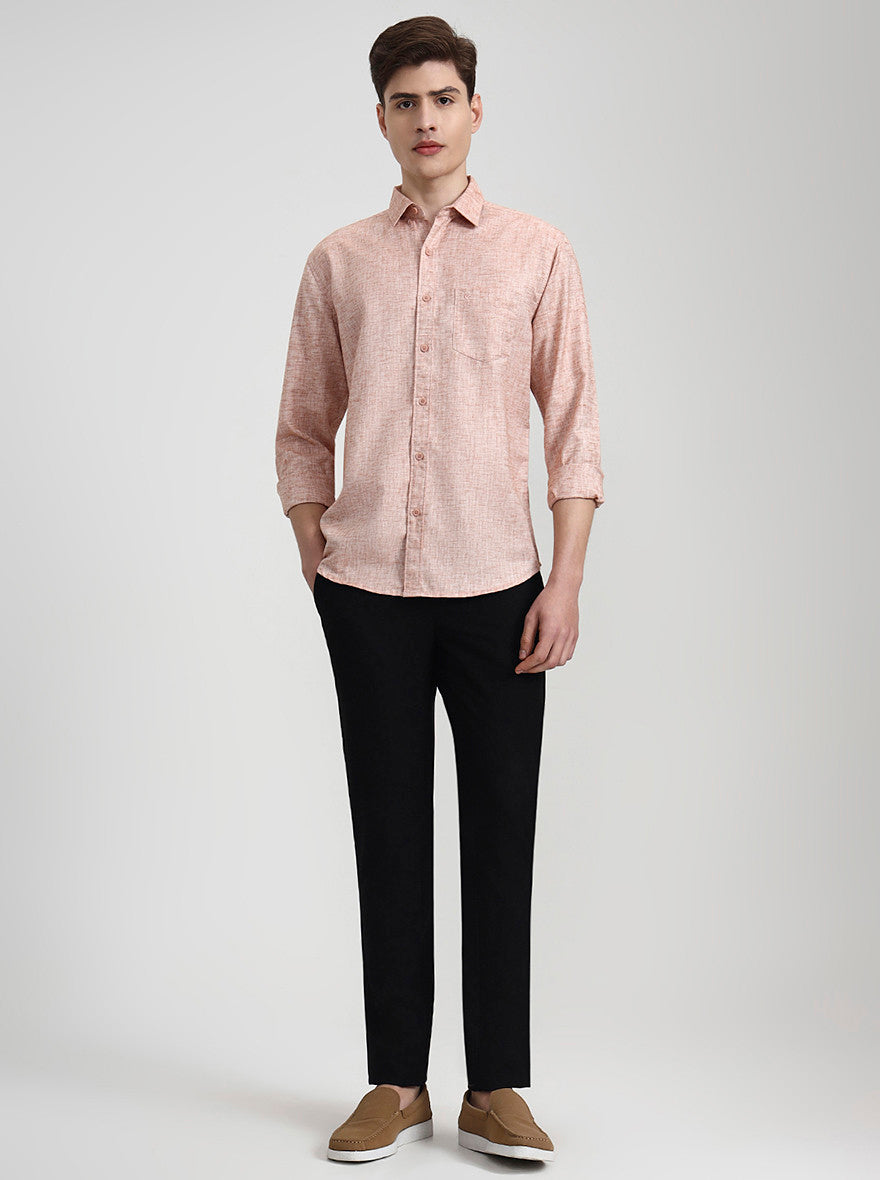 Orange Solid Slim Fit Casual Shirt | Greenfibre