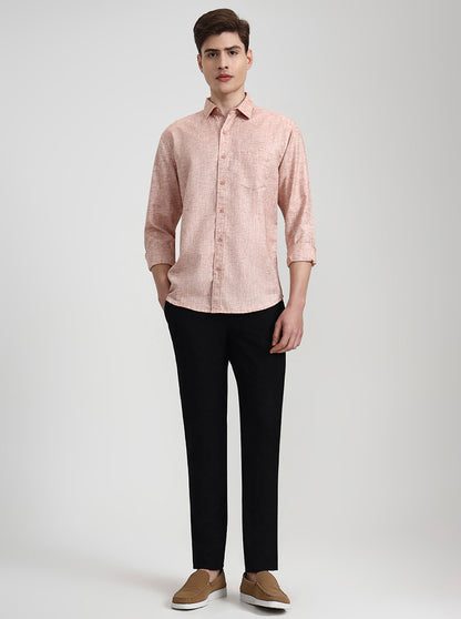 Orange Solid Slim Fit Casual Shirt | Greenfibre