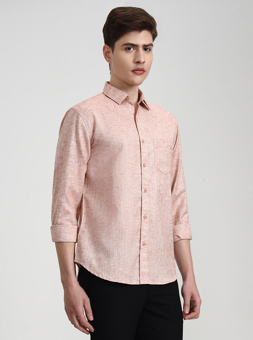 Orange Solid Slim Fit Casual Shirt | Greenfibre