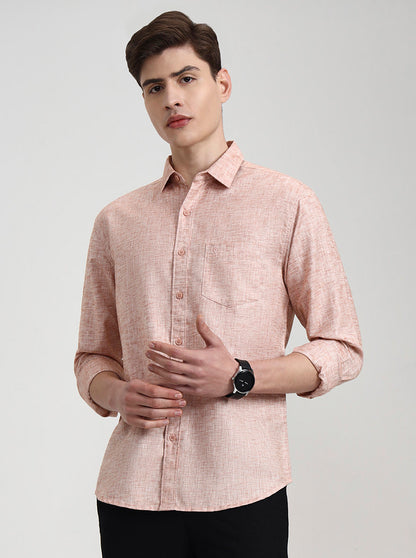 Orange Solid Slim Fit Casual Shirt | Greenfibre