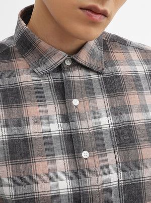Black Checked Slim Fit Casual Shirt | Greenfibre
