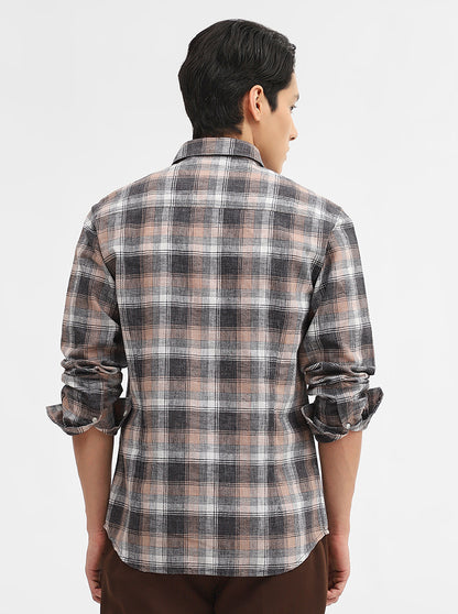 Black Checked Slim Fit Casual Shirt | Greenfibre