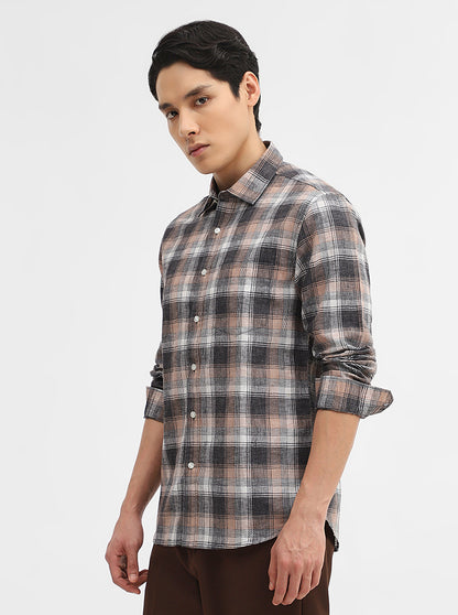 Black Checked Slim Fit Casual Shirt | Greenfibre