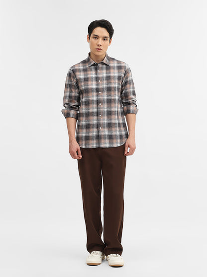 Black Checked Slim Fit Casual Shirt | Greenfibre