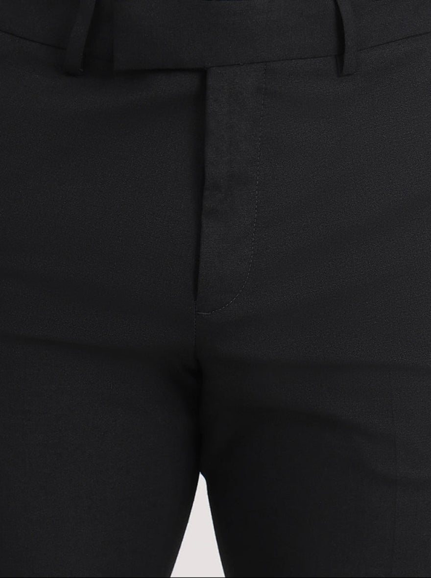 Black Solid Slim Fit Formal Trouser | Greenfibre