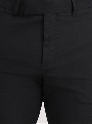 Black Solid Slim Fit Formal Trouser | Greenfibre