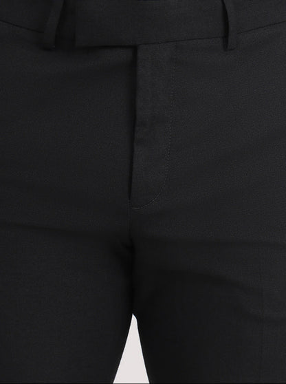 Black Solid Slim Fit Formal Trouser | Greenfibre