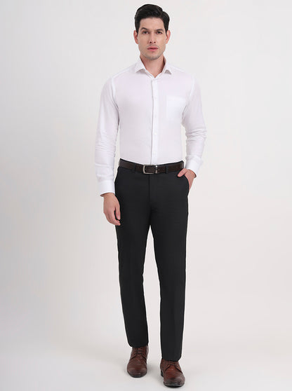 Black Solid Slim Fit Formal Trouser | Greenfibre
