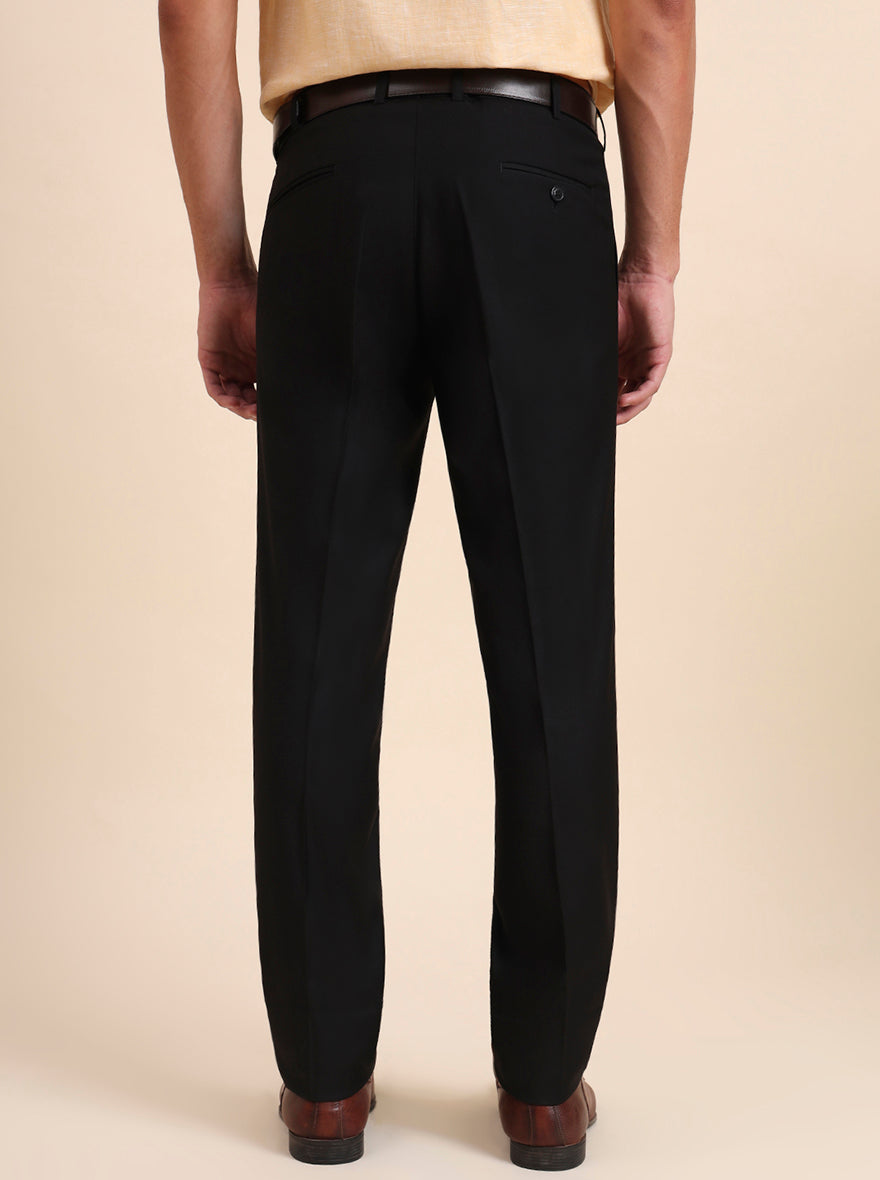 Black Solid Slim Fit Formal Trouser | Metal