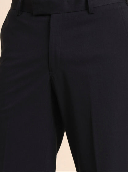 Black Solid Slim Fit Formal Trouser | Metal