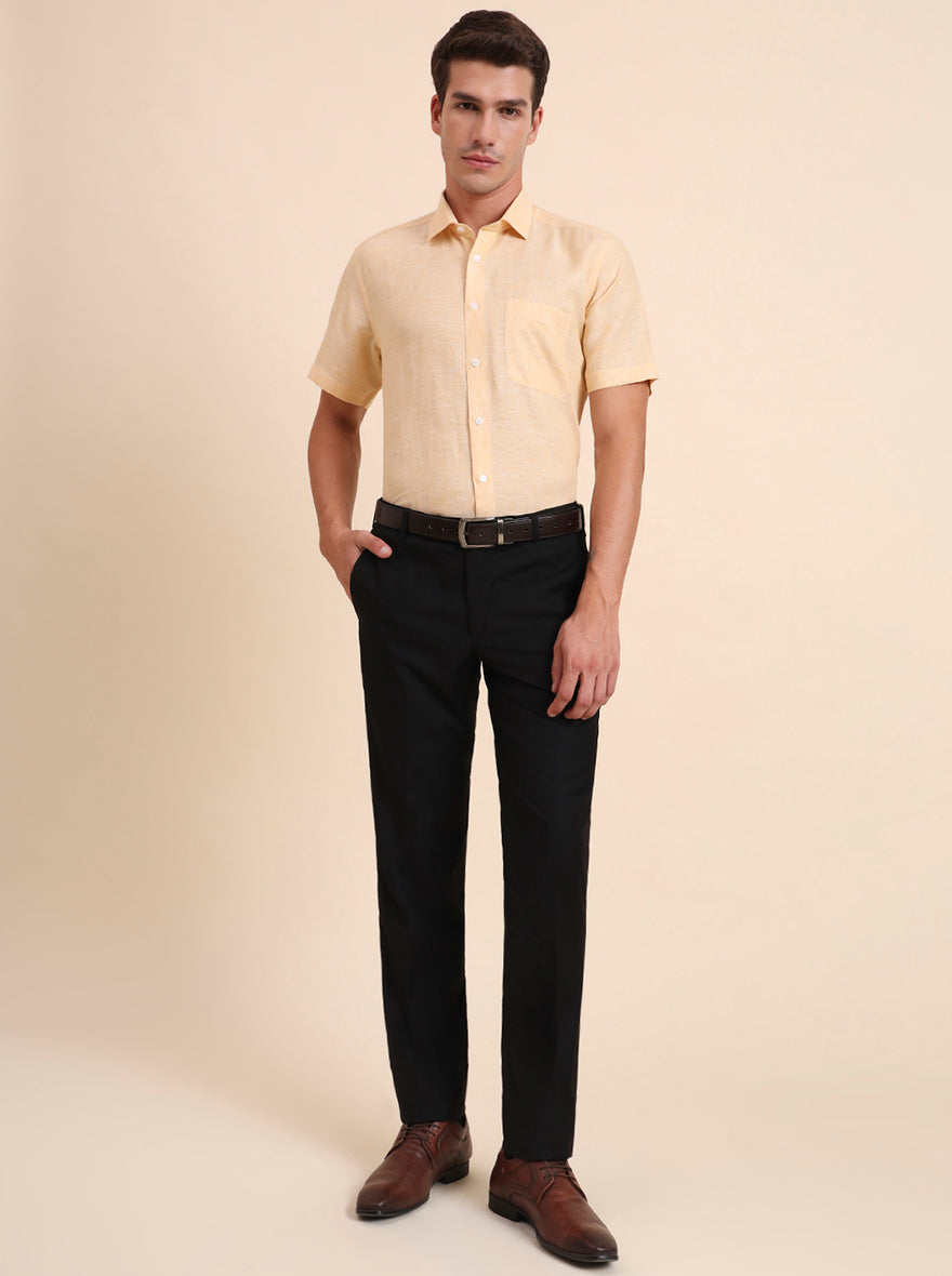 Black Solid Slim Fit Formal Trouser | Metal