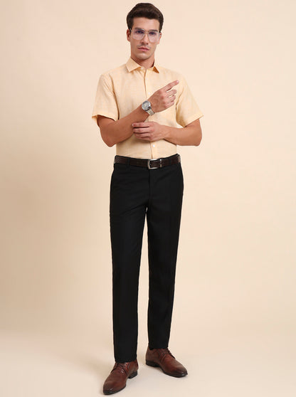 Black Solid Slim Fit Formal Trouser | Metal