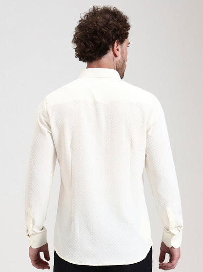 Cream Solid Slim Fit Party Wear Shirt | Wyre