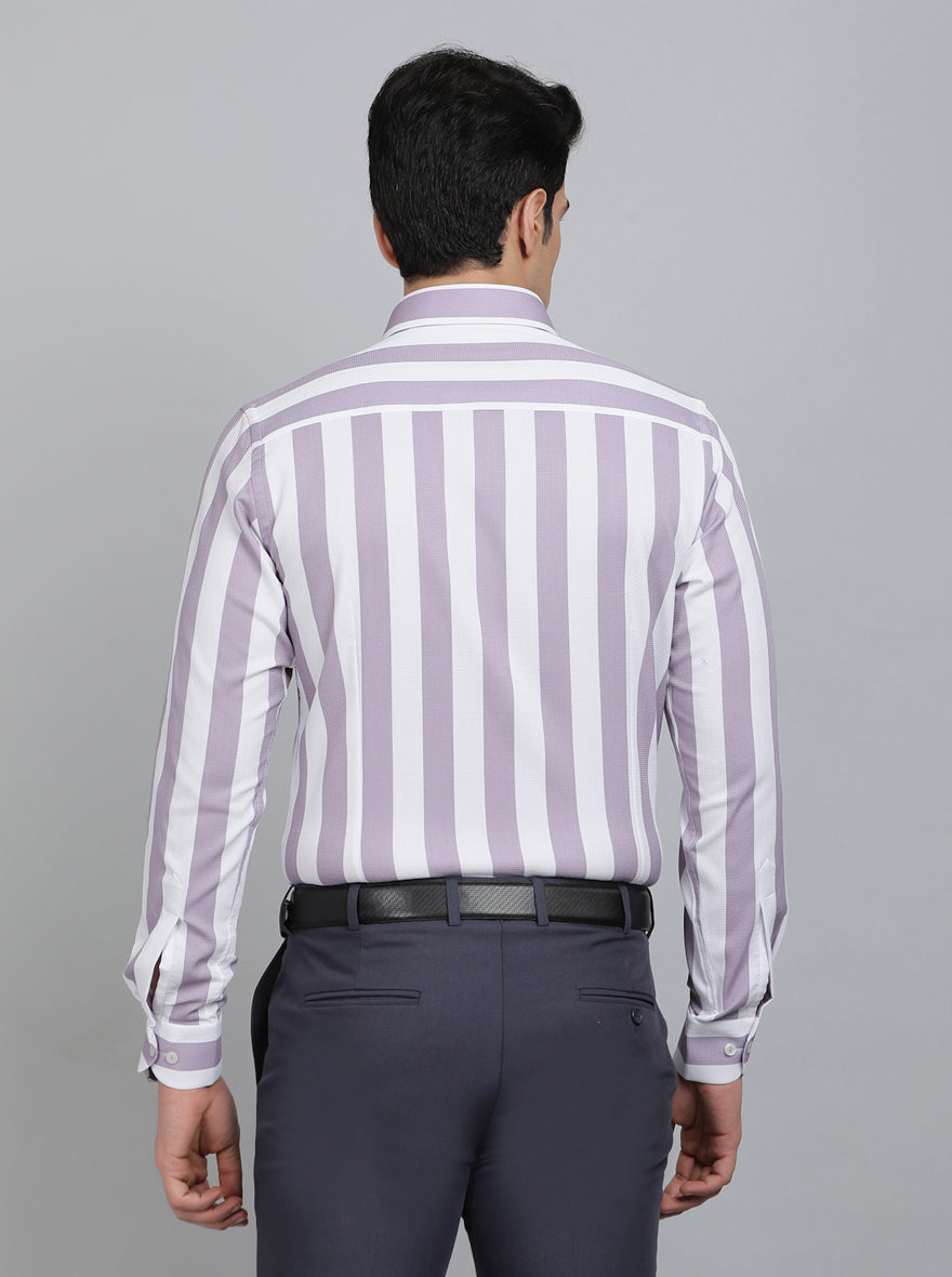 Purple Striped Slim Fit Party Wear Shirt | Wyre