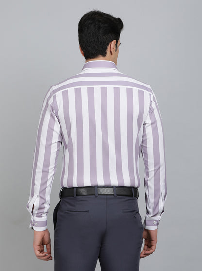 Purple Striped Slim Fit Party Wear Shirt | Wyre
