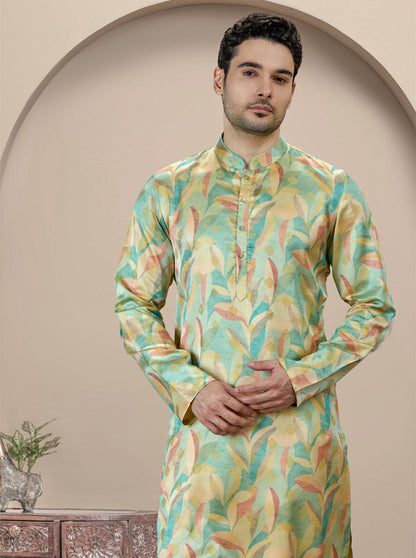 Light Green Printed Kurta | The Kurta Company