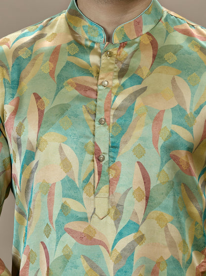 Light Green Printed Kurta | The Kurta Company