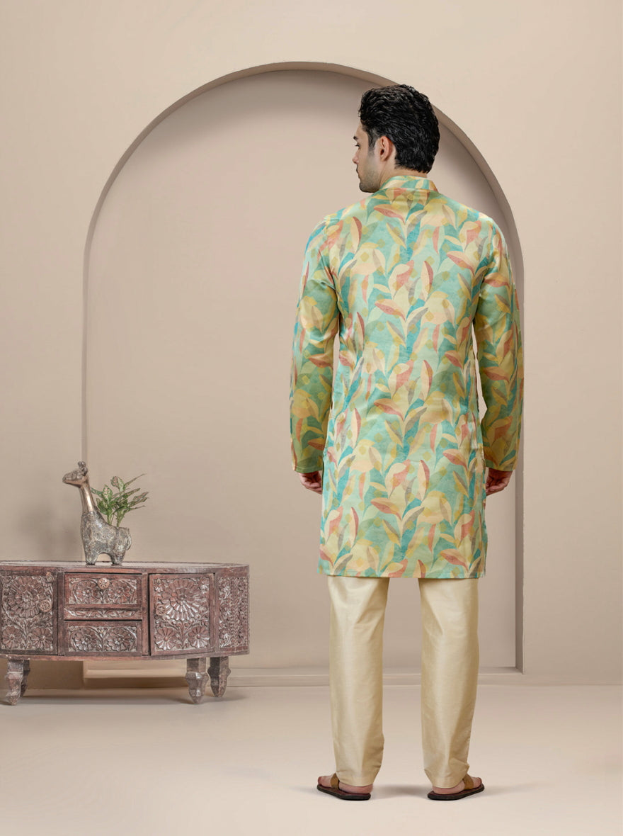 Light Green Printed Kurta | The Kurta Company
