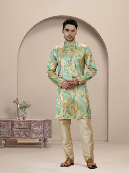 Light Green Printed Kurta | The Kurta Company