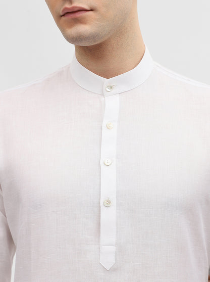 White Solid Modi Kurta | JadeBlue