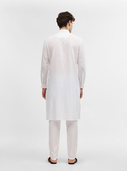 White Solid Modi Kurta | JadeBlue