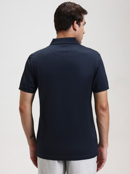 Dark Grey Solid Regular Fit Polo T-Shirt | JadeBlue