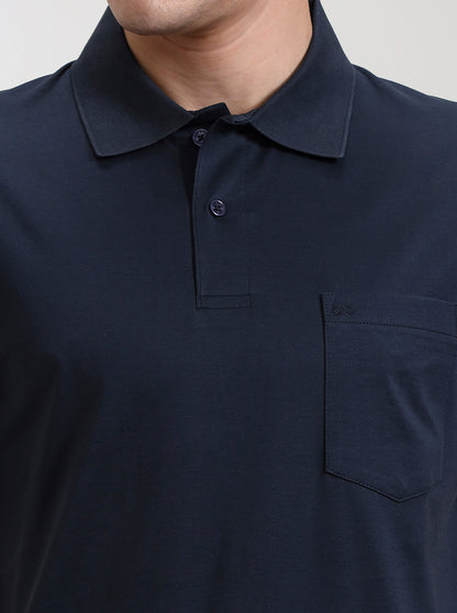 Dark Grey Solid Regular Fit Polo T-Shirt | JadeBlue
