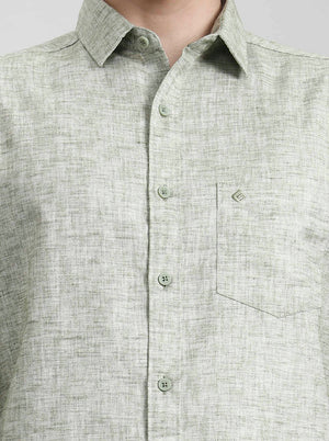 Green Solid Slim Fit Casual Shirt | Greenfibre
