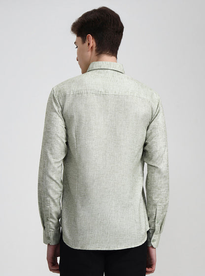 Green Solid Slim Fit Casual Shirt | Greenfibre