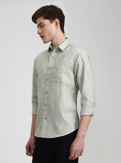 Green Solid Slim Fit Casual Shirt | Greenfibre