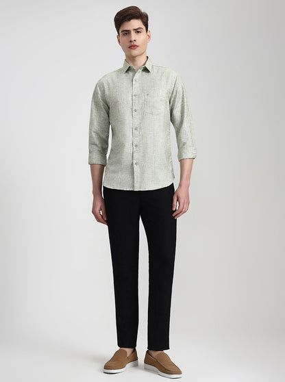 Green Solid Slim Fit Casual Shirt | Greenfibre