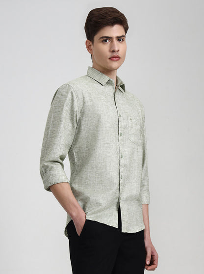 Green Solid Slim Fit Casual Shirt | Greenfibre