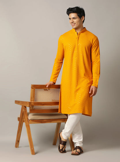 Yellow Embroidered Kurta | The Kurta Company