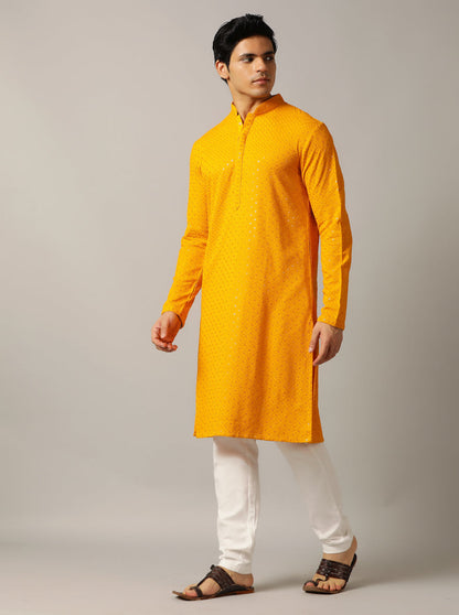 Yellow Embroidered Kurta | The Kurta Company