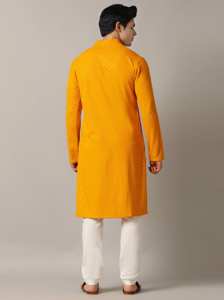 Yellow Embroidered Kurta | The Kurta Company