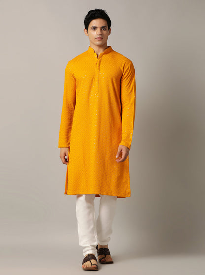 Yellow Embroidered Kurta | The Kurta Company
