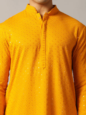 Yellow Embroidered Kurta | The Kurta Company