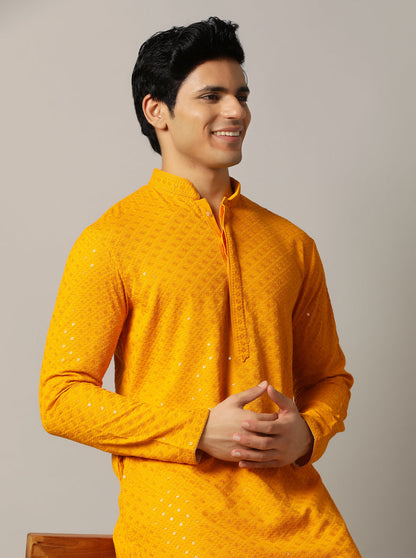 Yellow Embroidered Kurta | The Kurta Company